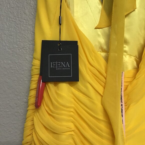 Mac Duggal NWT Asymmetrical Hem Halter Gown Long Dress Yellow Women's Size 12 - Picture 12 of 16